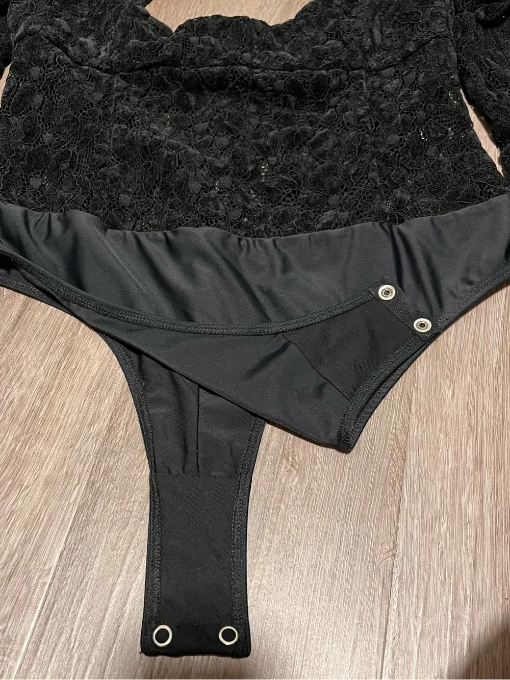 Michael Costello x Revolve Black Lace Long-Sleeve Bodysuit